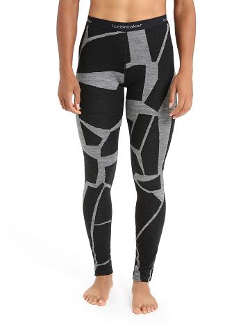 Black / Jet Heather Women's Icebreaker Merino 250 Vertex Thermal Leggings Fractured Landscapes One Piece & Sets | USA 1786GSOL